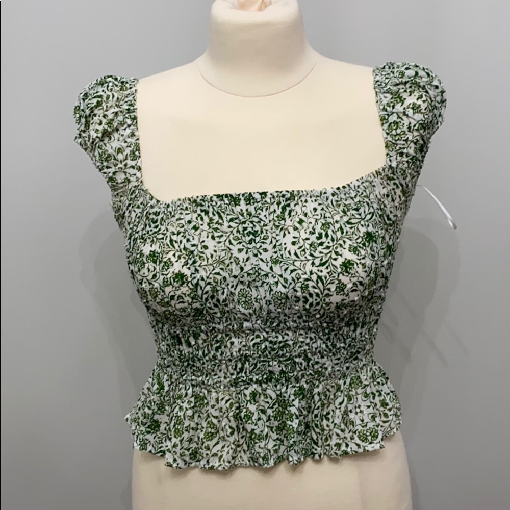 Skylar + Madison floral green print top